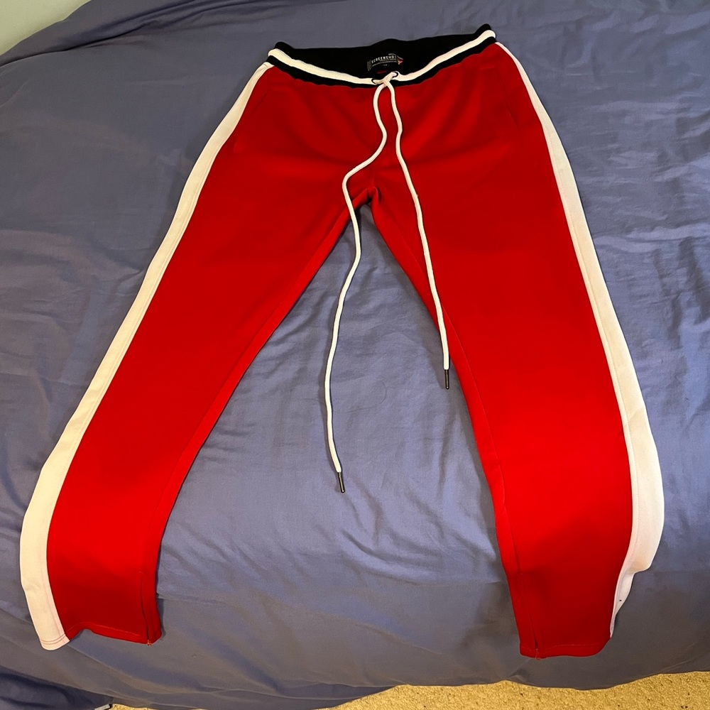 Men’s Red Stretchy Slim Sweatpants